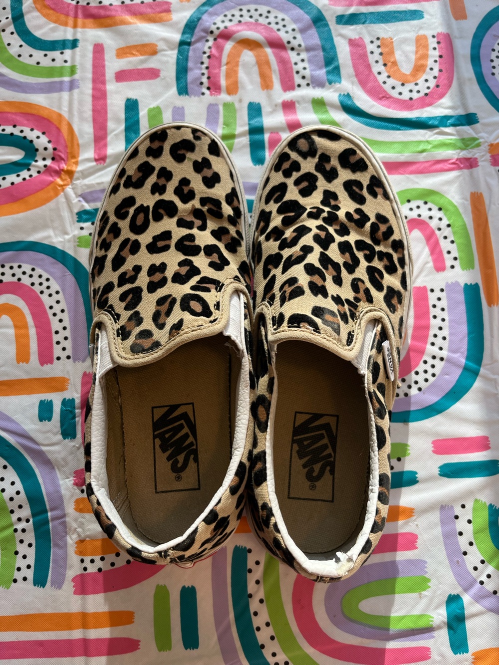 Vans Leopard Print Slip-On Sneakers - Tan/Black